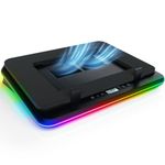 KLIM Turbofrost Gaming Laptop Cooling Pad - 4 Powerful Turbo Fans - 4 x 4000 RPM, Dynamic RGB, 4-Ports USB, Laptop Cooler 2 Power Modes USB-C/DC, Sealed Foam for Fast Cooling - Up to 17in - Black