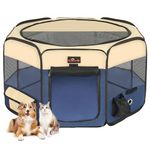 Aivituvin Dog Playpen, Large 45" Portable Foldable Pet Playpens and Puppy Playpen, Exercise Playpen Tent Indoor/Outdoor Use, with Water-Resistant and Removable Shade Cover for Dogs Cats