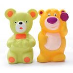 Amazon Brand- Jam & Honey Squeeze Set for Toddlers I with 1 Bear & 1 Teddy I Animal Squeakers, Stimulates Senses I Floating Bath Toy-Yellow & Green
