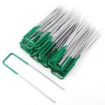 6" Strong Steel Green-Coated Multi-Purpose U-Shaped Artifical Grass Anchoring Staples - Perfect for Securing Artificial Grass. Weed Control Fabric, Ground Sheets And Frostproof Membrane (100 PACK)