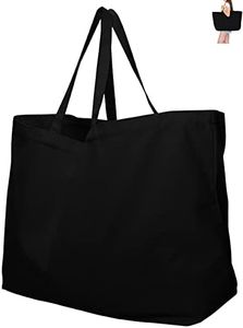 27" Large Canvas Tote Bag - Extra Big Largest Grocery Shopping Beach Reusable Totes Bags Vacation Plain Solid 27" X 16" X 8", Black