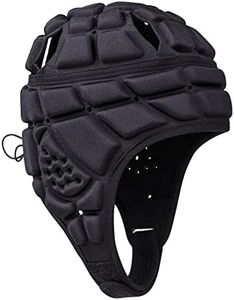 Homeo Rugby Helmet Headguard, Soft Football Helmet, Padded Headgear Flag Headguards Shell for Child Youth Adults, Goalkeeper Soccer Goalie Black, 19-21 inch