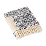 DII Rustic Farmhouse Cotton Diamond Blanket Throw with Fringe For Chair, Couch, Picnic, Camping, Beach, & Everyday Use , 50 x 60" - Double Diamond French Blue