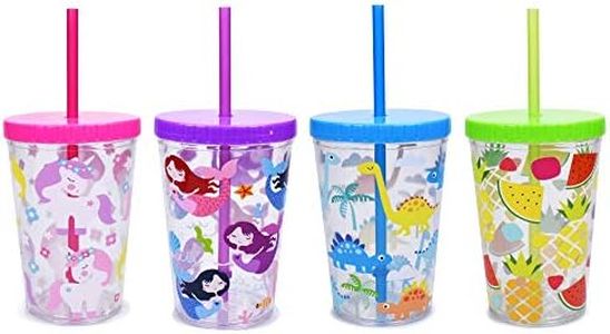 Home Tune 16oz Kids Water Drinking Cup Tumbler - BPA Free,Reusable, Spill-Proof 4 Pcs