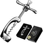 Deluxe Wine Bottle Opener for Intact Cork Removal - Heavy Duty Corkscrew Wine Opener Manual - Wine Cork Screw for Smooth and Effortless Bottle Opening - Wine Opener