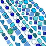 LITMIND Assorted Blue Irregular Crystal Mosaic Tiles, 9oz Value Pack - Perfect for Art Crafts, Mosaic Making Projects, Home Decor, and More