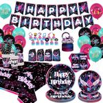 Obussgar Music Party Decorations, Music Birthday Party Supplies including Banner, Plates, Cups, Tablecloth, Balloons, Cake Toppers for Kid's Birthday Party Baby Shower -Serves 20