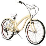 Firmstrong Bella Fashionista 7-Speed Beach Cruiser Bicycle, 26-Inch, Vanilla