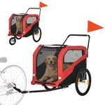 Aosom 2-in-1 Dog Bike Trailer, Pet Stroller for Large Medium Dogs with Foot Support, Quick-Release 360° Front Wheels, Safety Leash, Travelling Carrier, Red