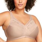 Glamorise Women's Full Figure Wirefree Minimizer Support Bra #1003, Café, 48DD