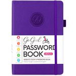 GoGirl Password Book with Alphabetical tabs – Internet Address & Password Keeper Logbook for Password Organization, Journal Notebook for Saving Website Logins. Medium Size 5.3″ x 7.7″, Purple