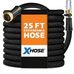 X-Hose Pro Expandable Garden Hose 25Ft, Heavy Duty Lightweight Retractable Water Hose, Flexible Hose, Weatherproof, Crush Resistant Solid Brass Fittings, Kink Free Expandable Hose as Seen on TV
