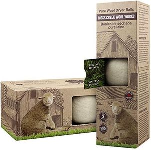 Moss Creek - Wool Dryer Balls - Reusable Dryer Balls for Laundry, Eco-Friendly Anti Static Fabric Softener Balls, 3 XL Wool Dryer Balls, 1 Pack, White