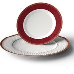 FASTELLONG China Dinner Plates, 10.75 inch Porcelain Dinner Plates and 8 inch Red Ceramic Plates, Microwave Safe Kitchen China Dinner Set