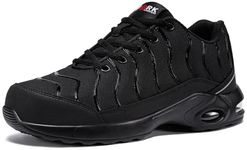 LARNMERN Steel Toe Cap Trainers Work Mens Safety Trainers Lightweight Anti-Puncture Safety Shoes Work Comfortable Air Cushion Work Footwear (Black,12.5UK/48EU)