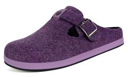 Gaatpot Women's Clog Winter Slippers Felt Warm Mule Breathable House Shoes,Purple A,UK9=CN43