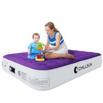 CHILLSUN Queen Air Mattress with Built in Pump-2 Mins Quick Inflate/Deflate Double Height 13inch Inflatable Mattress for Camping,Home&Portable Travel-Adjustable Blow Up Mattress,Durable Waterproof