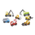 Melissa & Doug Wooden Construction Site Vehicles With Wooden Storage Tray (8 pcs) | Wooden Construction Toys, Vehicle Toys, Wooden Cars For Toddlers And Kids Ages 3+