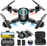 Drone with Camera, Foldable Drone for Beginners with 1080P Camera, Upgrade Altitude Hold, Circle/Rotating/Waypoint Fly, 3D Flip, One Key Start, 3 Speed Mode, 2 Batteries