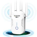 QLOCOM 2024 Newest WiFi Extender Booster 1200Mbps WiFi Booster, 5GHz&2.4GHz Dual Band WiFi Range Extender, Broadband Extender/Booster with 2800 Sq.Ft Coverage, Support WPS Simple Setup, UK Plug