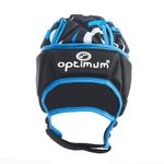 Optimum Senior Razor Rugby and Football Headguard - Full Coverage Scrum Cap | Breathable, Soft-Edged, Lightweight Protective Headgear Black/Blue, Medium