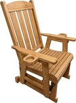 Fortune Candy Wooden Patio Glider for One Person, with High Back and Deep Contoured Seat, Solid Fir Wood, Heavy Duty 600 LBS (Walnut Tone)