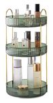 CESTATIVO Makeup Organiser for Vanity, 360° Rotating Bathroom Organiser Countertop, High-Capacity Skincare Organiser, Spinning Cosmetics Organiser for Vanity Dresser Bathroom (3 Tiers, Green)