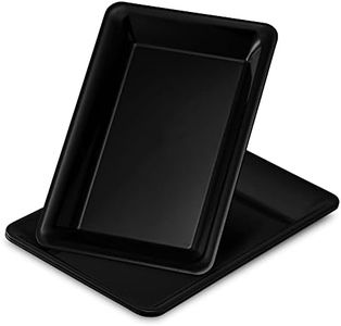 Plasticpro Plastic Serving Trays - Serving Platters Rectangle 10 X 14 Disposable Party Dish Black Pack of 12