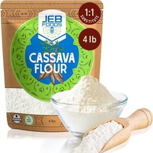 Jeb Foods Cassava Flour | Gluten Free Baking Flour Made With Hand-Peeled Cassava Root | Paleo Non-GMO Grain Free Kosher Flour Alternative | 4lb Bag