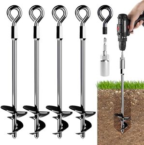 15'' Ground Anchors Screw in - Heavy Duty for High Winds - Ground Stakes Earth Anchors - Shed Anchor Kit Auger Anchor, Swing Set, Tent, Trampoline, Gazebo, Carport, Trap Anchors Hurricane Tie Down