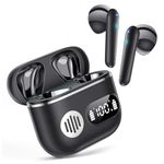 Wireless Earbuds 2024 Sport Bluetooth Headphones Stereo Earphones with ENC Mic Wireless Earphones In Ear Earbuds with Dual LED Display, 48H Playtime, Running Headphones IP7 Waterproof, Ceramic Black