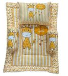 BETHAKJI KidsBed New Born Bedding Set with Pillow & Bolsters Cotton Bedding | Toddlers Bed | Gadda Set | Infants | Boys & Girls That Includes a Neck Pillow and Two Pillows (Yellow)