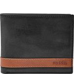 Fossil Men's Leather Bifold Wallet with Coin Pocket, Quinn Black, One Size