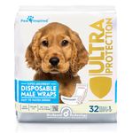 Paw Inspired Disposable Dog Wraps | Male Dog Diapers Ultra Protection | Belly Band for Male Dogs | Excitable Urination, Incontinence, or Male Marking (32 Count, Small)