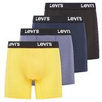 Levi's Mens Underwear Microfiber Boxer Brief for Men Ultra Soft 4 Pack, Nightshadow Blue, Navy Blazer, Cavier, Solar Power, Large