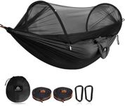 NATUREFUN Ultra-Light Travel Camping Hammock Pop-up Bug Net Hammock 300kg Load Capacity,Breathable,Quick-drying Parachute Nylon 2 Premium Carabiners,2 Tree Slings Included Outdoor Backpacking Hiking