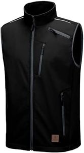 Little Donkey Andy Men's Lightweight Fleece lined Softshell Vest Windproof Sleeveless Jacket for Hiking Travel Golf Black XL