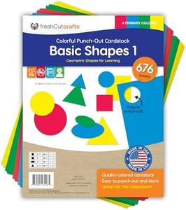 Basic Shapes 1: Circles, Triangles, Squares, Ovals, 676 Pieces US Made Card Stock Punch Out Geometric Shapes in 3 Sizes and 4 PRIMARY Colors for Math, Pattern Play and DIY Crafting