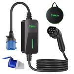 Calion 7.5kW Portable EV Charger | 32A, 1 Phase, 5m TPU Cable | IP65 | Carry Bag+Holder Clips+CEE Socket | Ultra Light | LED Indicator | 10+ Advanced Safety Features