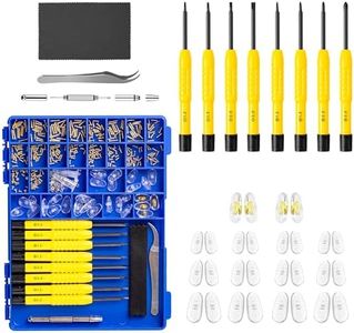 Magnetic Eyeglass Repair kit with Gold Screw, Upgraded All-in-One Eye Glass Repairing Kit Included Precision Screwdriver Sets, Nose Pads