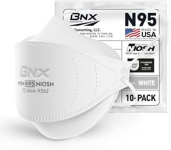 BNX N95 Mask NIOSH Certified MADE IN USA Particulate Respirator Protective Face Mask, Tri-Fold Cup/Fish Style, (10-Pack, Approval Number TC-84A-9362 / Model F95W) White