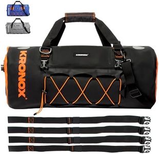 KRONOX Waterproof Motorcycle Duffel Bag - ATV, Touring, Enduro, Adventure Sports, Black, Large Capacity, Black & Orange, 40 Liters, Motorcycle Offroad