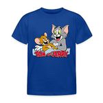 Spreadshirt Tom and Jerry Happy Friends Kids' T-Shirt, 122/128 (7-8 Years), Royal Blue