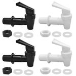 4 Pcs Replacement Cooler Faucet, Water Dispenser Tap Replacement, Plastic Water Spigot, for Household Water Bucket, Hot Cold Water Beer Wine Juice Bottle Bucket (Black, White)