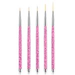 Sularpek Nail Art Liner Brushes, 5 Pcs Nail Painting Brush Pen, Professional Detail Painting Pens Kit for Salon at Home DIY Manicure (Pink)