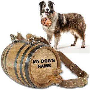 Personalized St Bernard Whiskey Barrel Collar for Dog, 1/2 Liter Oak Aging Barrel Dispenser for Saint Bernard Dogs with Adjustable, Real Leather Harness Strap