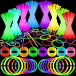 DELEE 200PCS Glow Sticks, Glowsticks Party Packs, Christmas Party Bag Fillers with Bracelet Connectors,Glow Neon Necklaces for Kids Dark Party Supplies,Wedding,Festival,Halloween Decoration