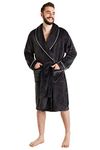 CityComfort Dressing Gown Mens Fleece Hooded Dressing Gowns (L, Charcoal)