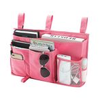 Bseash Bunk Bed Organizer, Bedside Caddy Hanging Bed Organizer Storage Bag 8 Pockets, for College Dorm Rooms Bed, Hospital Bed, Baby Bed Rails, 600D Oxford Cloth (Pink)