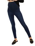 Motherhood Maternity Women's Super Stretch Secret Fit Over The Belly Skinny Jeans Indigo Blue, Dark Wash-Ankle Length, Medium